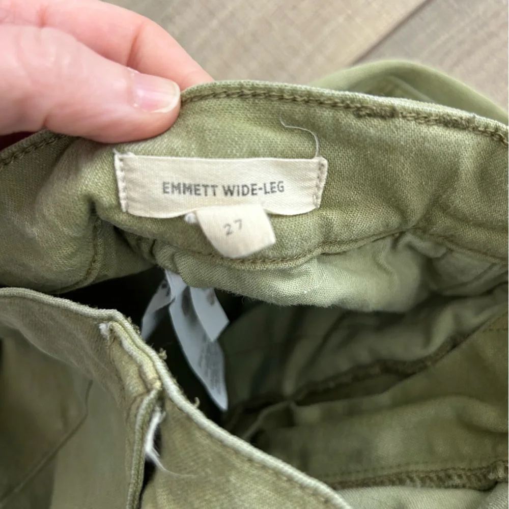 Madewell Emmett Wide Leg Green Pants Garment Dyed Edition Artichoke 27 - Picture 6 of 10